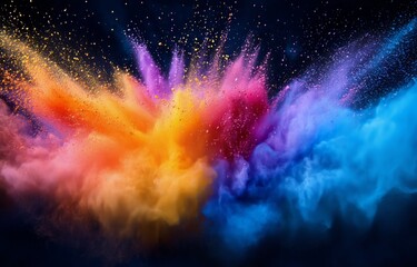Naklejka premium Colorful explosion of powder in vibrant hues creating a stunning visual effect