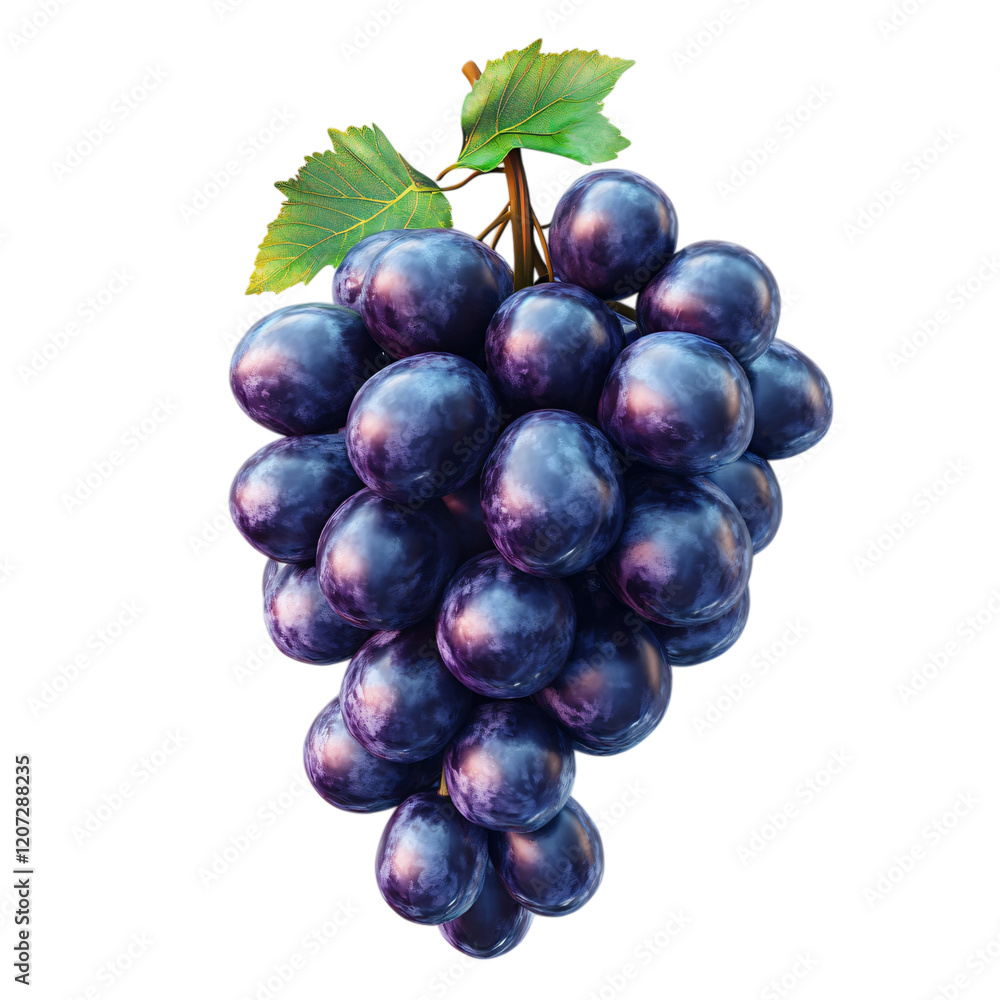 Poster grape realistic 3d isolated on transparent background