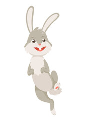 Fototapeta premium Cartoon rabbit. Bunny pet silhouette. Cute animal isolated icon. Vector rabbit character illustration