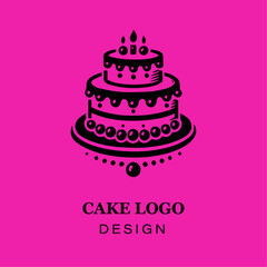 Elegant Layered Cake Design with Strawberries and Candy Cane for Dessert and Bakery Logos and Icons