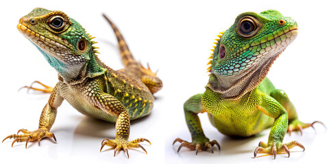 Fototapeta premium Lizards on White Background
