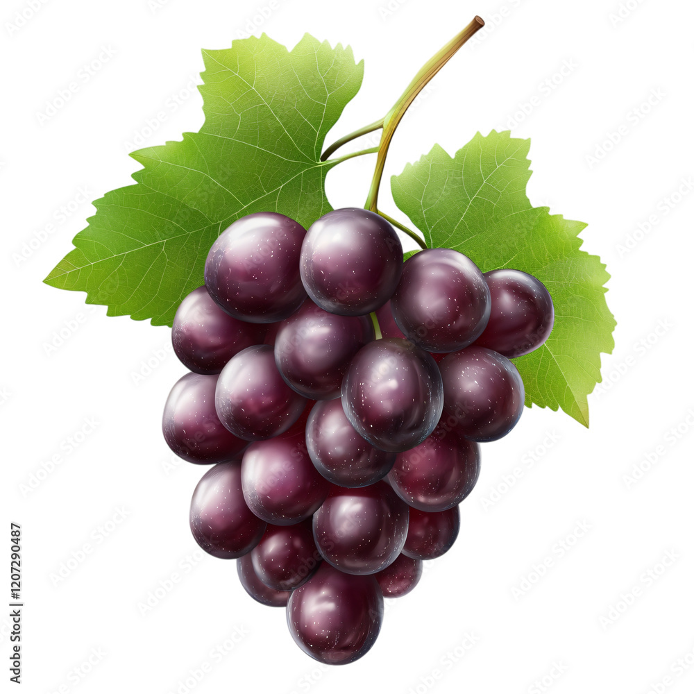 Poster grape realistic 3d isolated on transparent background