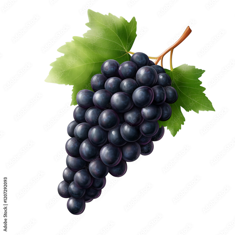 Poster grape realistic 3d isolated on transparent background