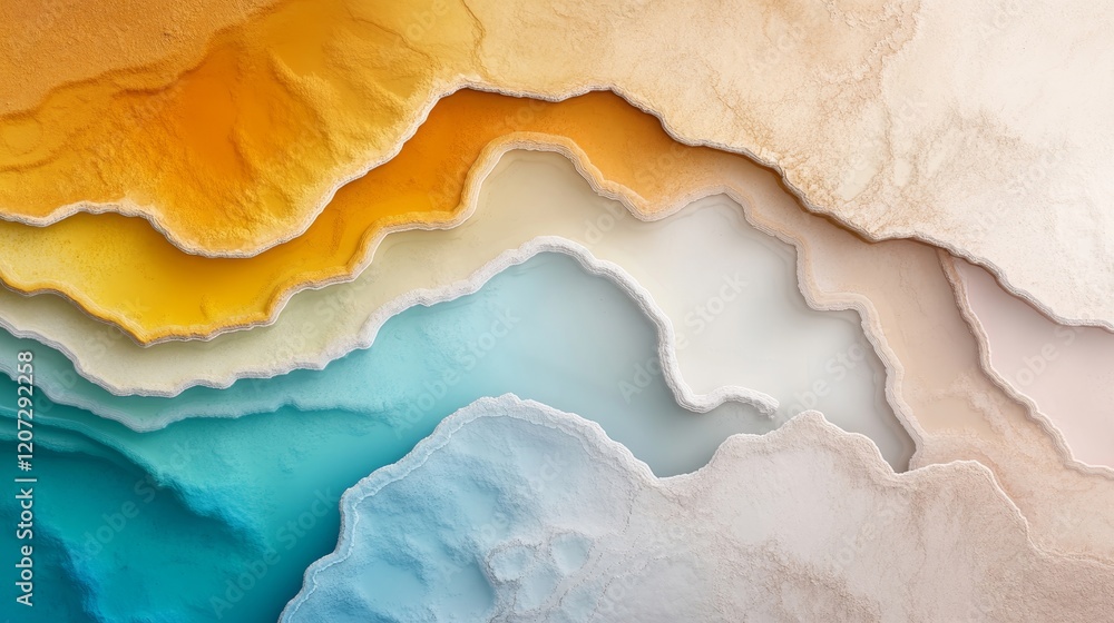 Poster abstract art of vibrant colorful layers resembling natural patterns and textures in warm earthy tone