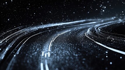 Cosmic Road; swirling, digital; starry night sky background