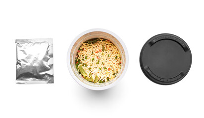 Instant noodles set on white