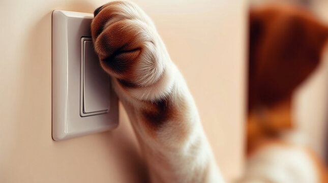 Dow switching off the lights with a paw