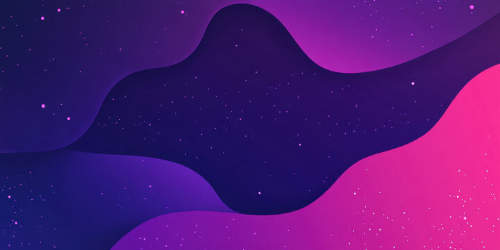 A vibrant abstract background featuring smooth curves in shades of purple and pink, reminiscent of cosmic themes with a starry texture.