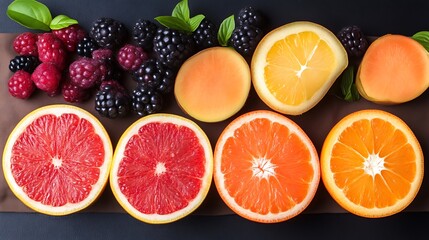 Vibrant Citrus and Berry Still Life: A Summery Delight