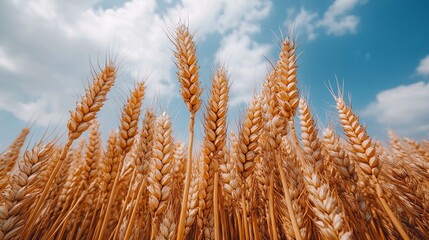 Fototapeta premium Golden Wheat Field Summer Harvest Sunny Day sky ripe farm food crop 