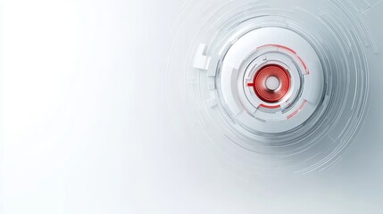 Obraz premium Abstract Futuristic Design Featuring Circular Elements with Red Accents and Digital Texture in a Minimalist Style for Technology and Innovation Themes