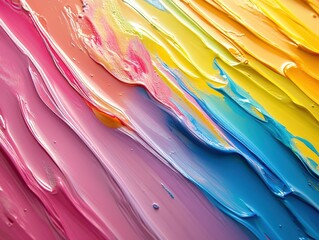 Colorful abstract acrylic paint strokes with vibrant texture.