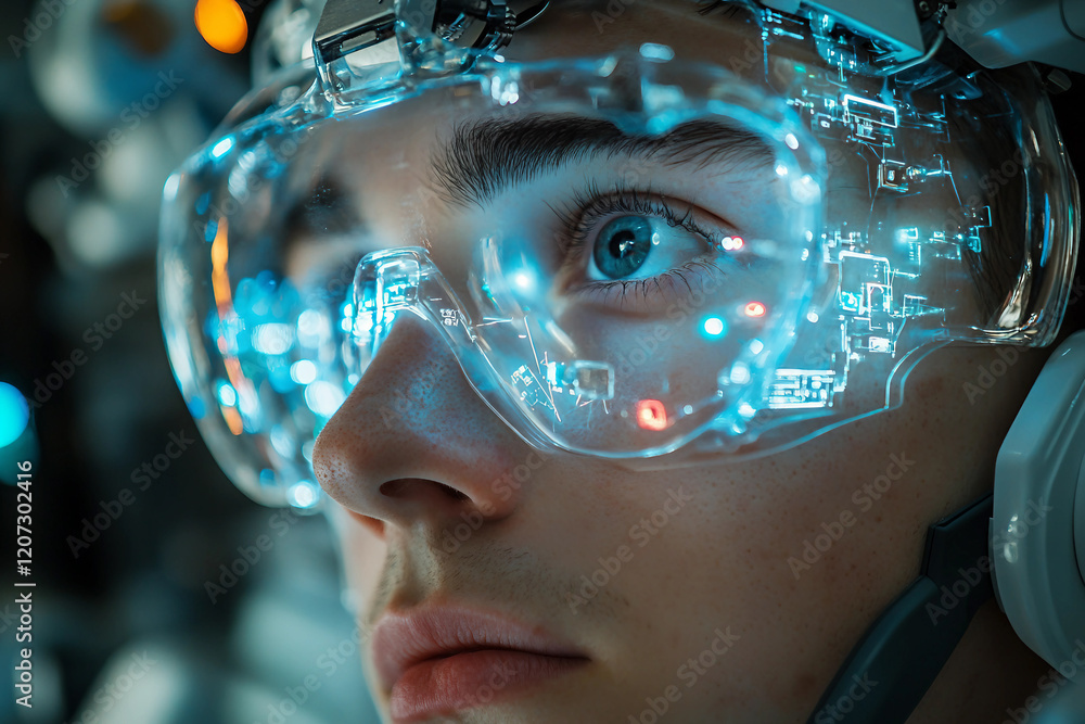 Aufkleber generative ai image showcasing modern cyborg robot