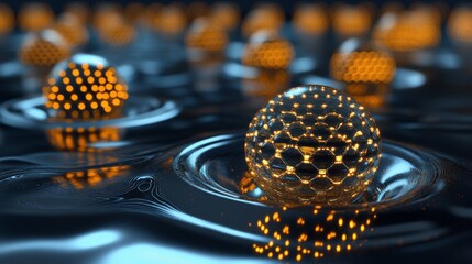 Glowing Spheres Abstract Background Digital Art