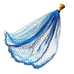 Blue Fishing Net Isolated on Transparent Background for Stock Use