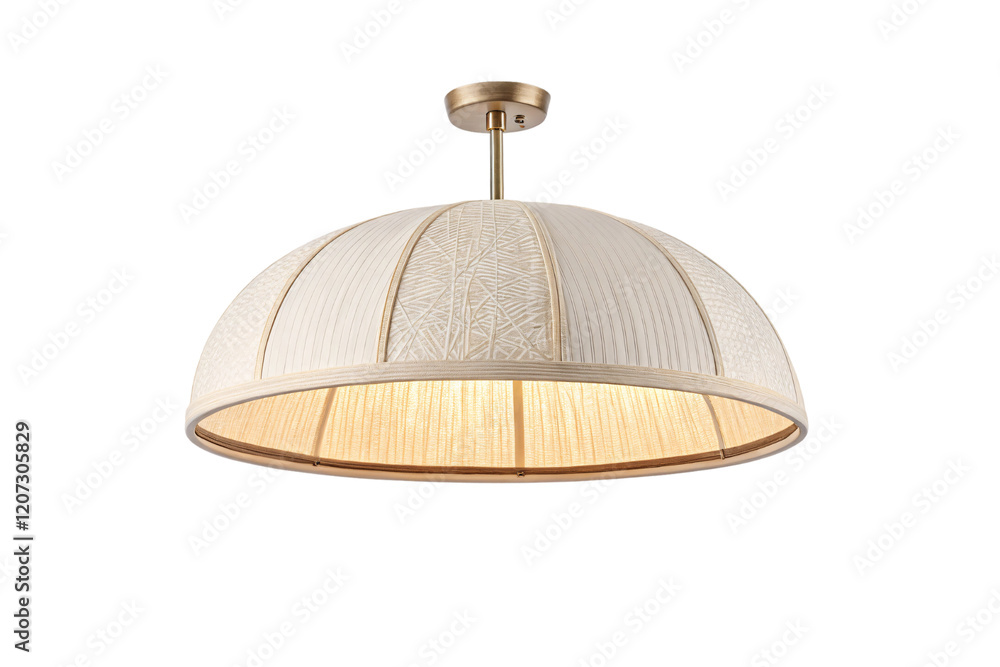 Poster a dome-shaped light with intricate fabric patterns and a warm golden glow, creating a cozy and styli