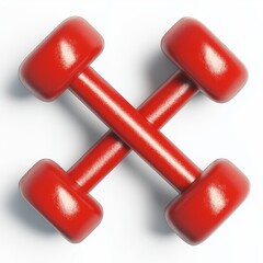 Two bright colored athletic rubber dumbbells