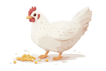 white chicken with corn kernels food on white background