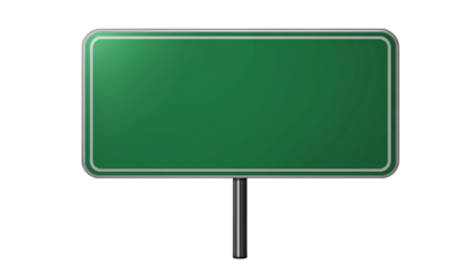 green blank traffic sign isolated on transparent background
