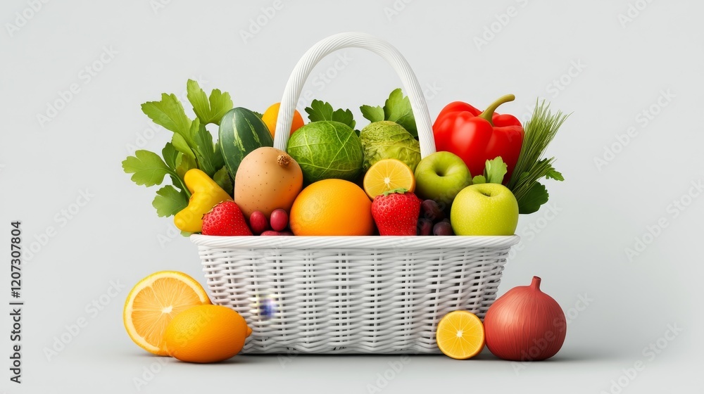 Aufkleber fresh and vibrant fruit and vegetable basket displaying an array of colorful produce perfect for hea