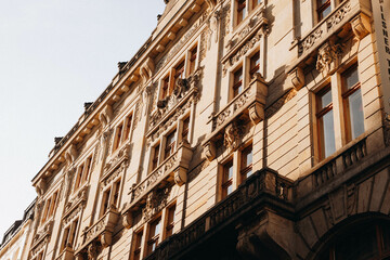 Incredible architecture in the old town of Prague. Historically preserved buildings from ancient times.