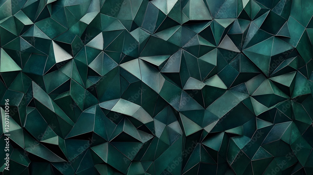 Poster abstract dark green geometric triangular pattern