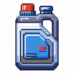 Pixel Art Motor Oil Bottle Illustration with Retro Gaming Style Design