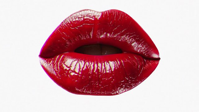 Abstract female mouth glitch design element. Trendy cutout lips on a white background