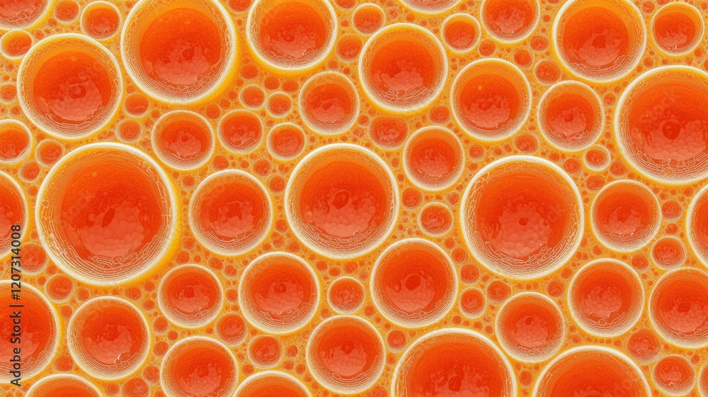 Aufkleber abstract orange bubbles texture: a microscopic view of cellular structures