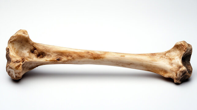 A bare bone with no meat, against a plain white background