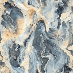 Obraz premium Abstract Swirling Marble Texture in Blues and Beige Tones