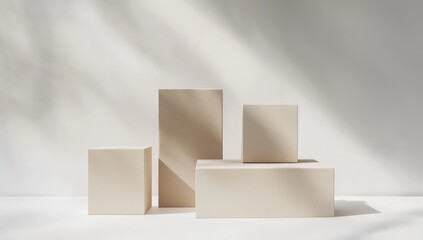 Set of four cardboard boxes, different sizes, high-detail mockup.