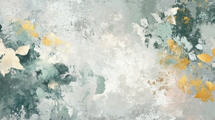 Abstract gold leaf teal painting texture background