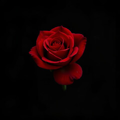 Red Rose with Dramatic Black Backdrop