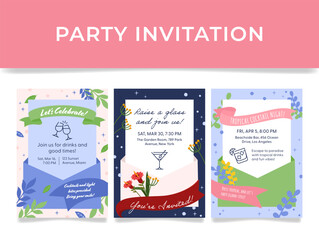 Cocktail Party Invitation Templates for a Fun Weekend Evening Celebration