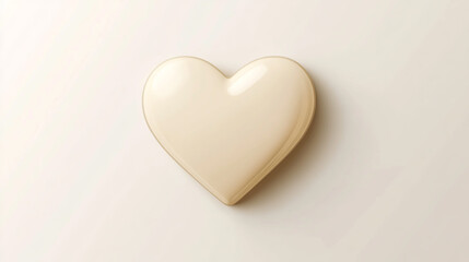 Fototapeta premium Beige heart icon on a plain white background