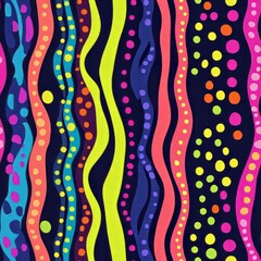 Abstract Colorful Wavy Lines and Dots Pattern