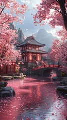 Gardinen An abstract background that looks dreamlike with surreal landscapes © Mark