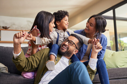 Indian family with two children enjoy time together