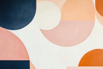 Geometric abstract background with circles and shapes in warm tones, creating a modern art design ideal for minimalist and contemporary decor or branding projects.