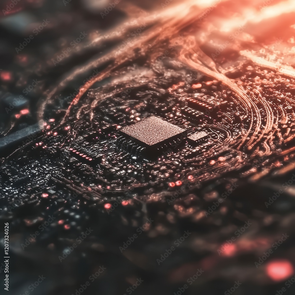 Poster abstract microchip circuit board technology ai data innovation