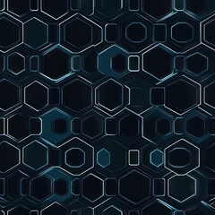 Abstract Hexagon Pattern Dark Blue Glowing Lines