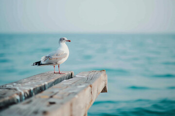 Obraz premium Wooden boardwalk jetty pier with calm ocean water made generative AI concept