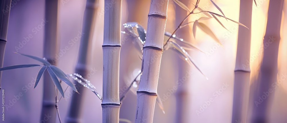 Poster bamboo forest with sunlight filtering through the trees, creating a serene atmosphere. natural backg