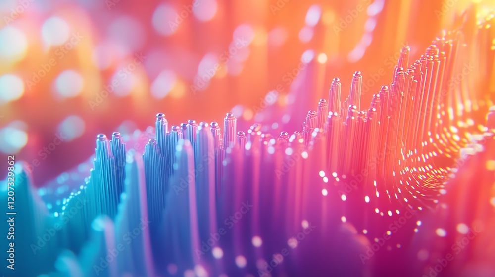 Poster vibrant sound waves visualized with colorful patterns in an abstract representation of music