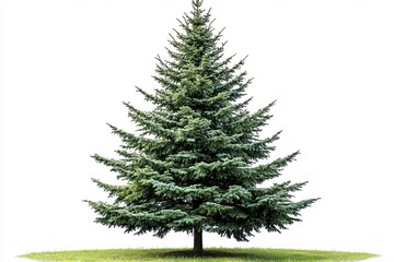 Fototapeta premium Majestic Evergreen Spruce Tree Isolated on White Background Perfect for Winter Holiday Designs