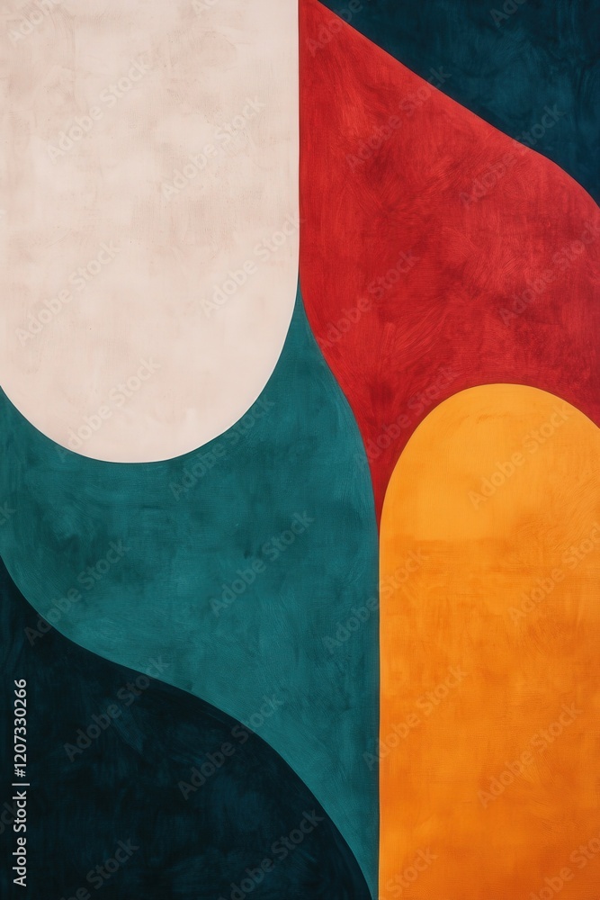 Poster abstract shapes and colors blended together, showcasing modern design and artistic expression in a v