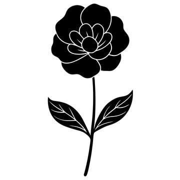 black flower silhouette on white background clip art preview