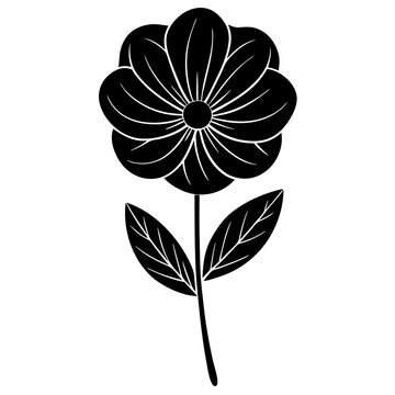 black flower silhouette on white background clip art preview