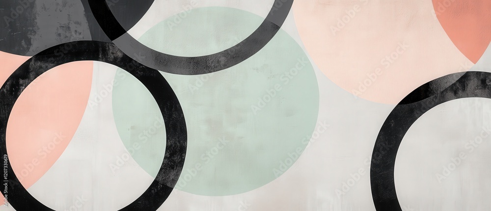Poster abstract patterns featuring circles and soft colors creating a modern art background for creative pr
